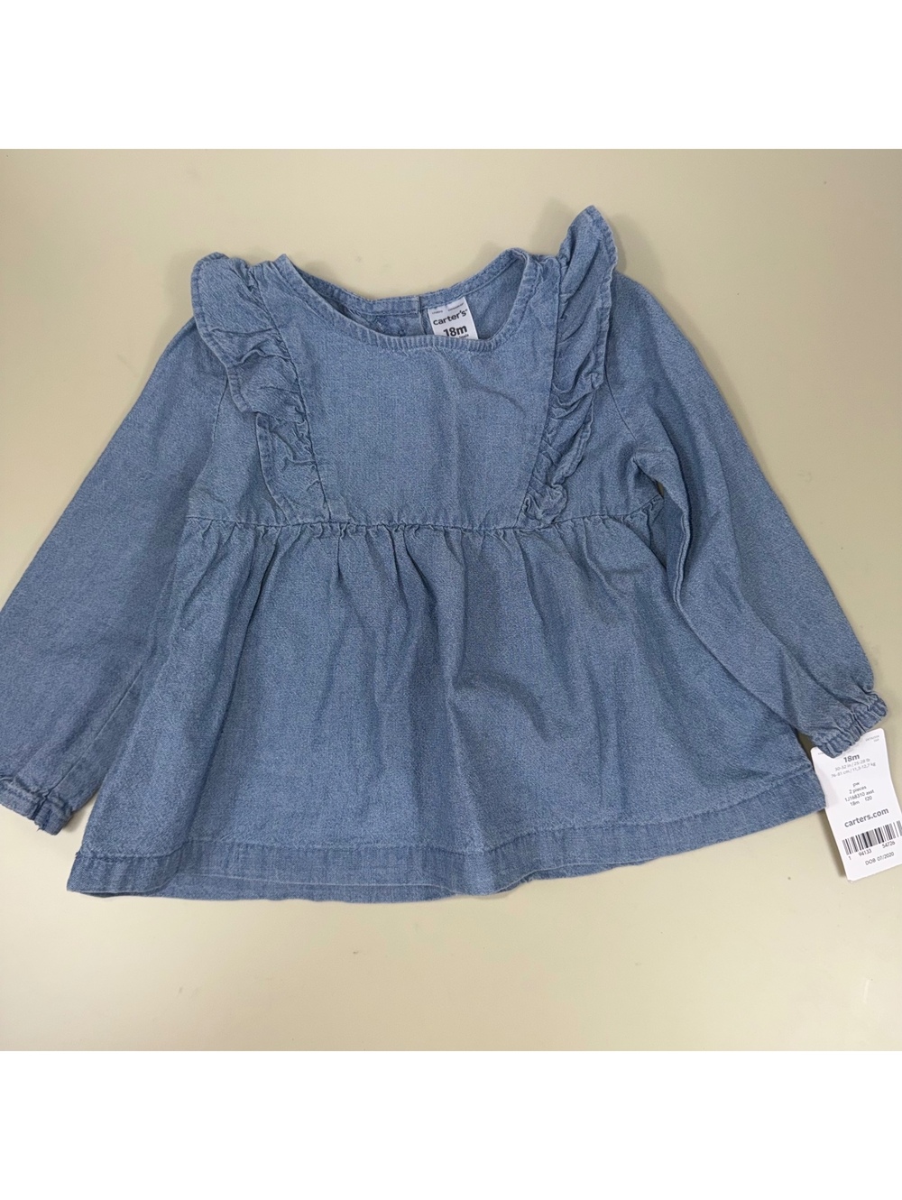 Carter’s Girls 18M Chambray Ruffle Top NWT